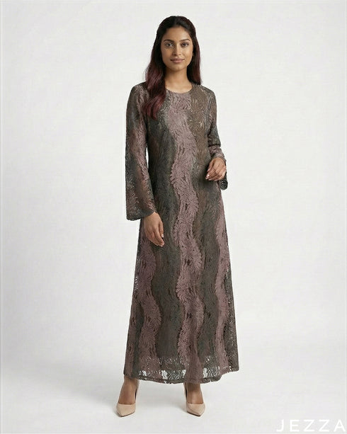 Delicate Bloom: Floral Lace A-Line Dress 80611