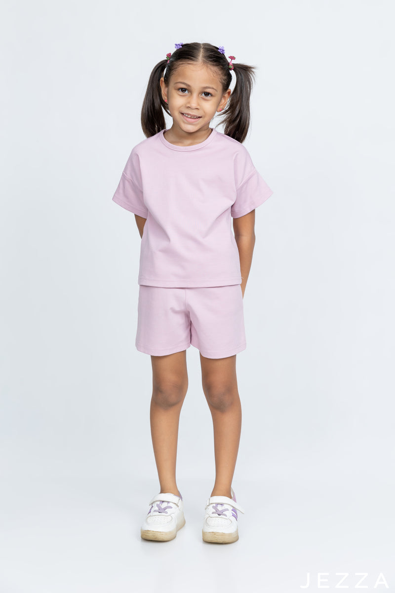 Girls summer oversized T-shirt and cycling shorts set – Olive and