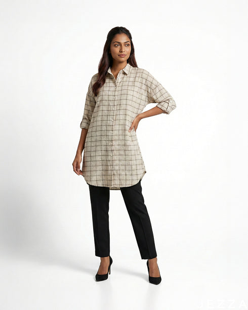 Heritage Ease: Plaid Collared Knee Top 78231