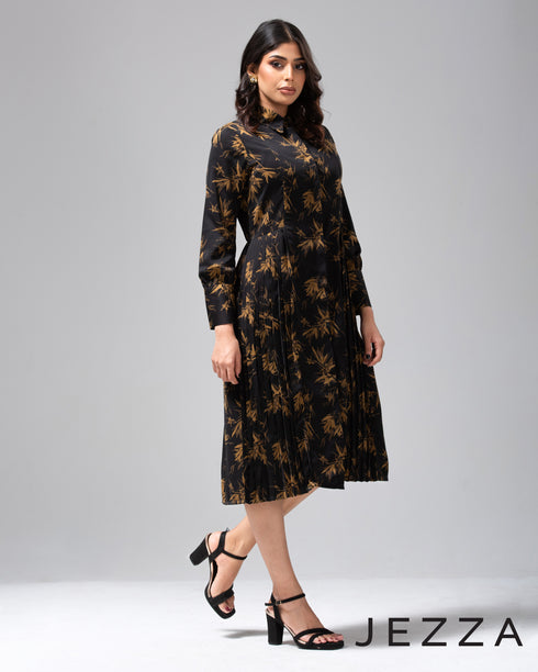 Printed Charm Pleated Dress 60421
