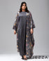 Foil-Print Kaftan Cardigan with Inner Dress Set 65351