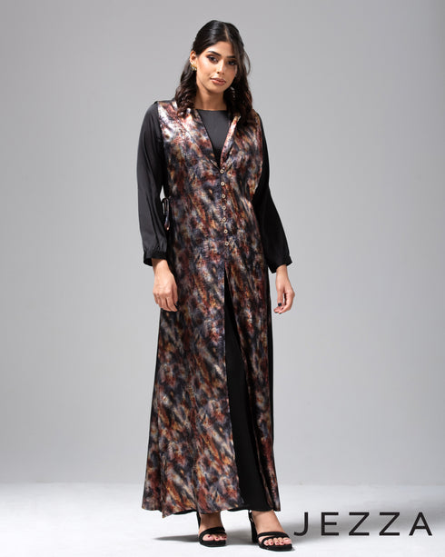 Foil Sheen Outer & Inner Dress Ensemble 63232