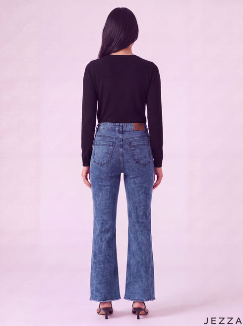 Retro Fade: Acid Blue Bootcut Denim Jeans DL-244 A