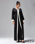 Black A-Line Dress with White Contrast Detailing 63841