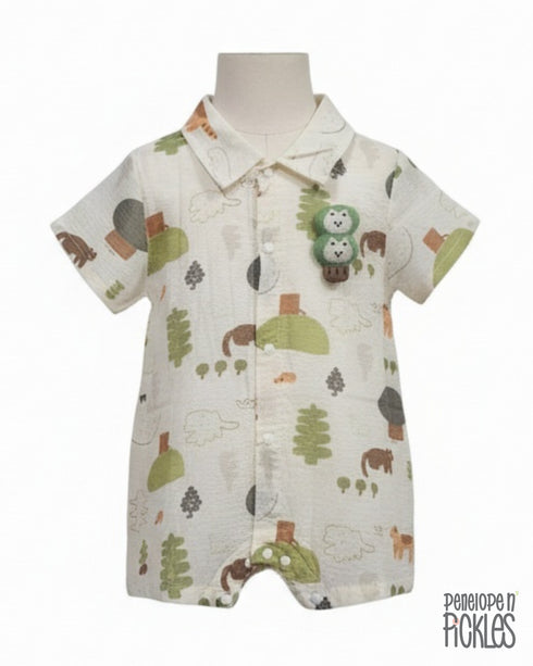 Wild Fun: Animal Print Collared Romper 73821