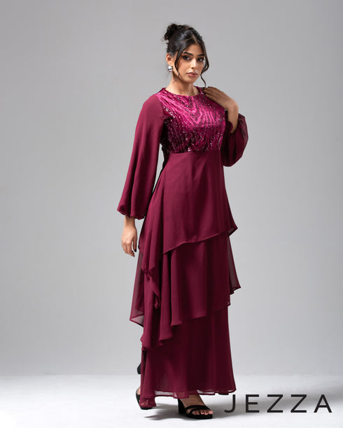 Sparkle Top with Flowing Chiffon Skirt 65391