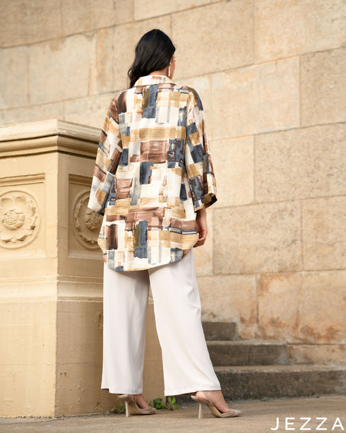 Abstract Ease: Collared Below-Hip Top 77541