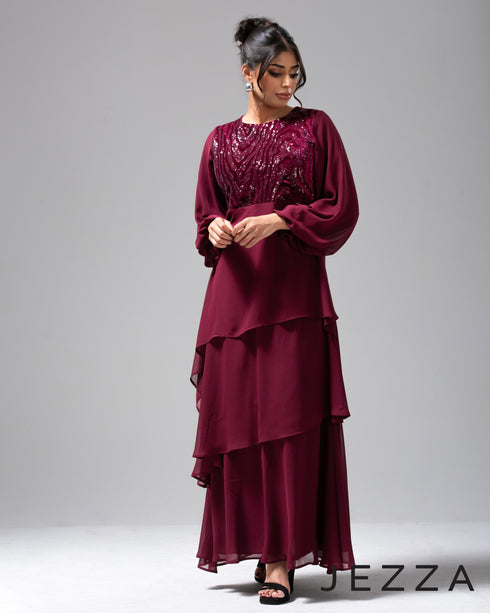 Sparkle Top with Flowing Chiffon Skirt 65391