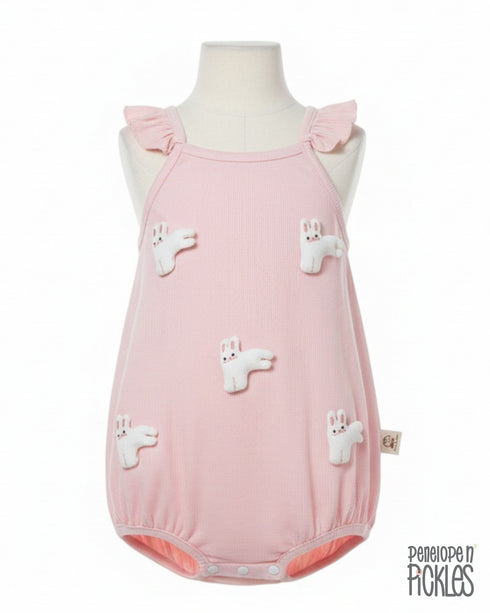 Bunny Hops: Ruffle Strap Ribbed Romper 73951