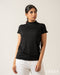 Timeless Fit: Black Mandarin High-Neck Top 70792