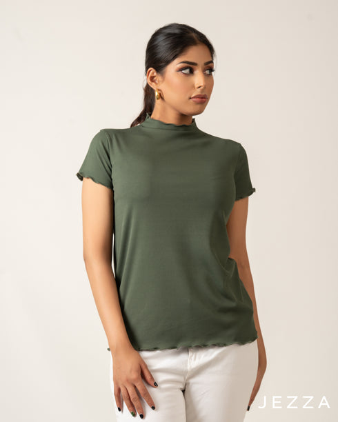 Stretch Fit Short Sleeve Hip-Length Top 70793