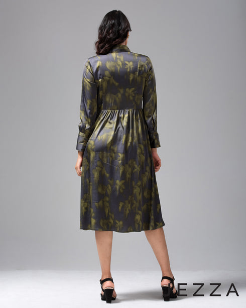 Printed Charm Pleated Dress 60422