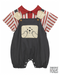 Playful Bear: Striped Shirt & Dungaree Romper Set 73941