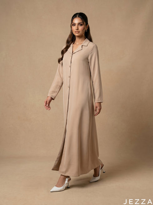 Effortless Poise: Beige A-Line Dress 82211