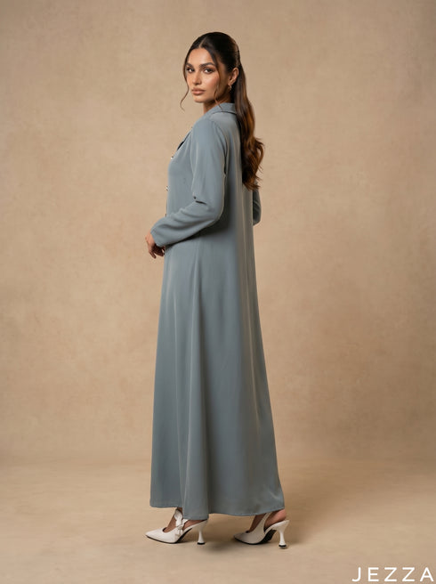 Serene Flow: Sea Green A-Line Dress 82212