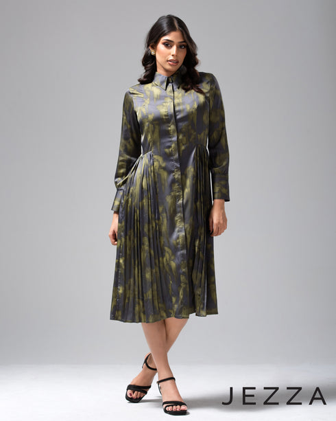 Printed Charm Pleated Dress 60422