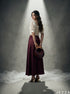 Wine Glide: Burgundy Satin Skirt 87341
