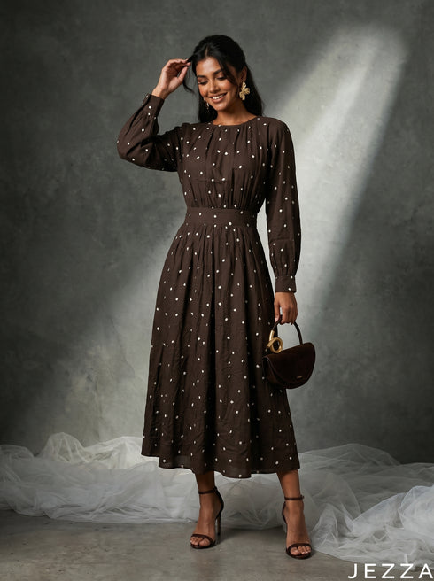 Woven Rhythm: Ikat Poly Cotton NM Dress 84891