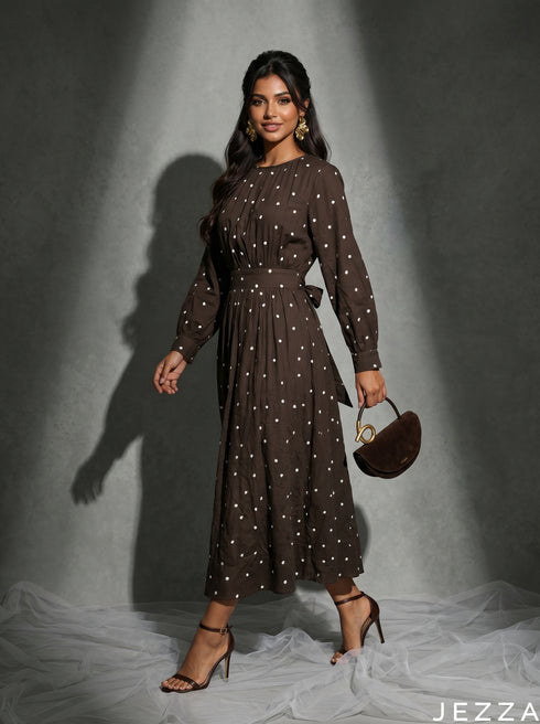 Woven Rhythm: Ikat Poly Cotton NM Dress 84891