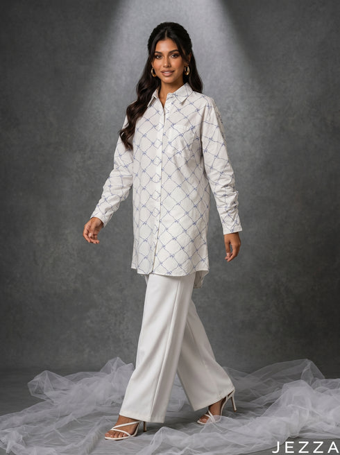 Ribbon Field: Bow Print Poly Cotton Top 88251