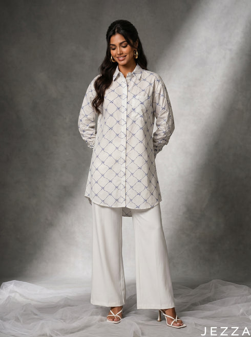 Ribbon Field: Bow Print Poly Cotton Top 88251