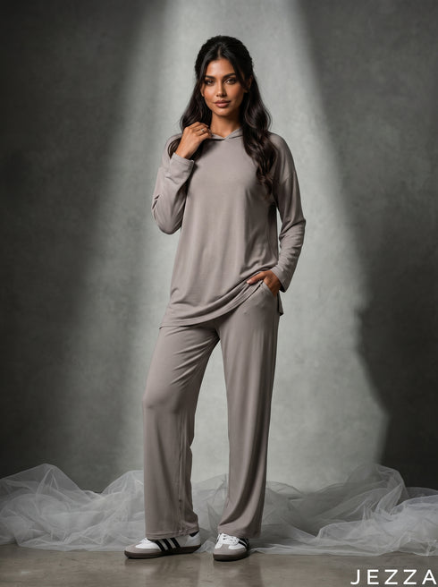 Urban Ease: Gray Jersey Hoodie Set 87442/81962