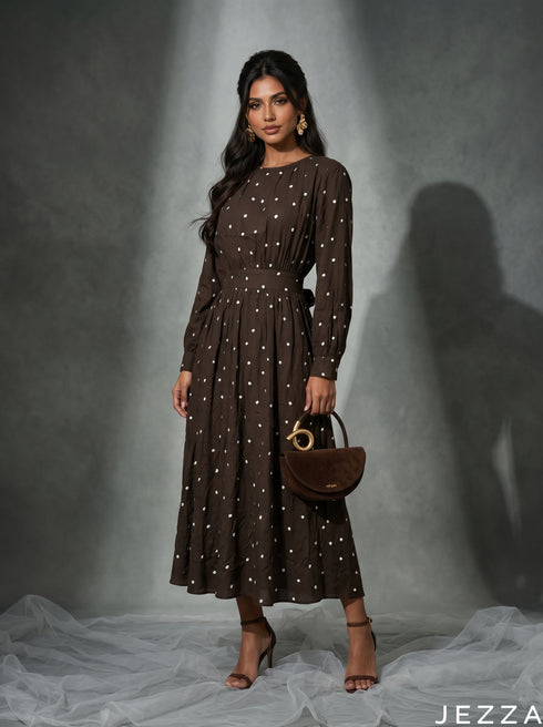 Woven Rhythm: Ikat Poly Cotton NM Dress 84891