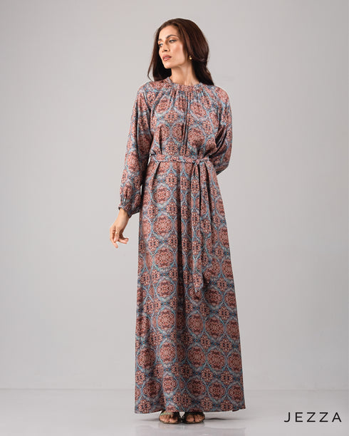 Printed Polyester Ankle Length Dress 61702