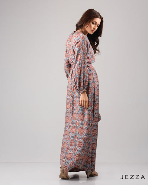 Printed Polyester Ankle Length Dress 61702