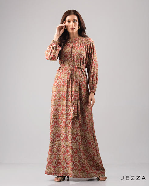 Printed Polyester Ankle Length Dress 61701