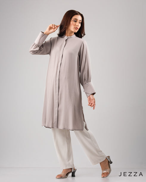 Knee Length Top With Decorative Cuff 58521