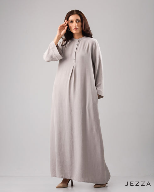 Heavy Polyester A line Dress With Lantern Sleeve 58731