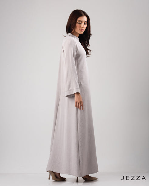 Heavy Polyester A line Dress With Lantern Sleeve 58731