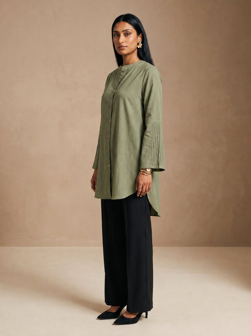 Basil Breeze: Cotton Knee-Length Top 88343