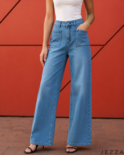 Blue Horizon: Light Blue Wide-Leg Denim Jeans DL-290 L
