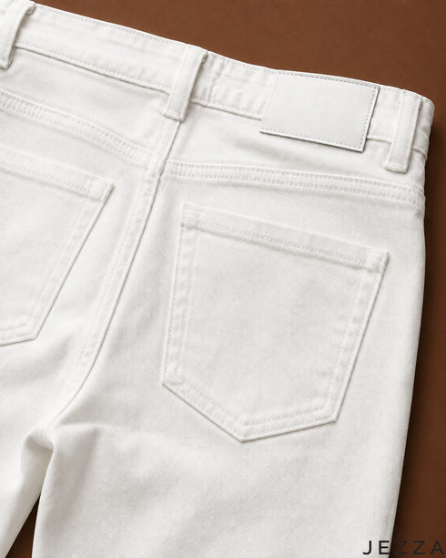 Ivory Curve: White Bootcut Denim Jeans DL-344 W