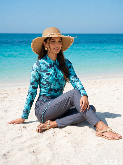 Fluid Form: Marble Print Swimwear Set 89812