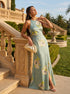 Bloom Silhouette: Floral Satin Long Dress 88381