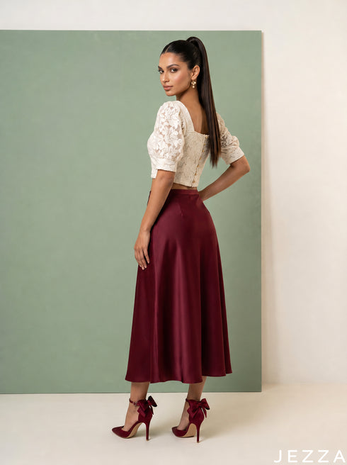 Sheer Ivory: Off White Organza Crop Top 87271