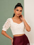 Sheer Ivory: Off White Organza Crop Top 87271