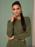 Olive Horizon: Rib Knit A-Line Dress 77212