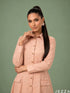 Gilded Blush: Champagne Pink Brocade Dress 87841