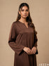 Coffee Glow: Satin A-Line Maxi Dress 77931