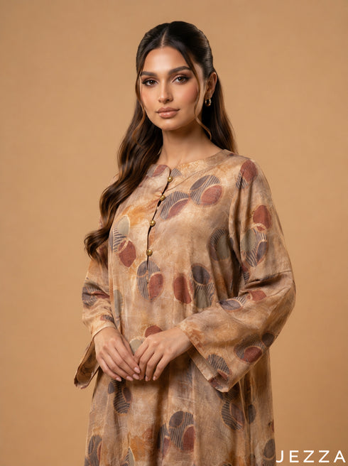 Woven Bloom: Mandarin Collar Dress 83281