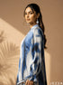 Azure Wash: Satin A-Line Maxi Dress 86642