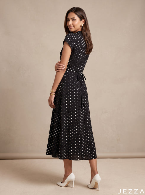 Noir Standard: Black Below Knee Midi Dress 86942