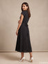 Noir Standard: Black Below Knee Midi Dress 86942