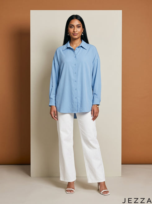 Skyline Ease: Relaxed Poly Cotton Below Hip Top 90363