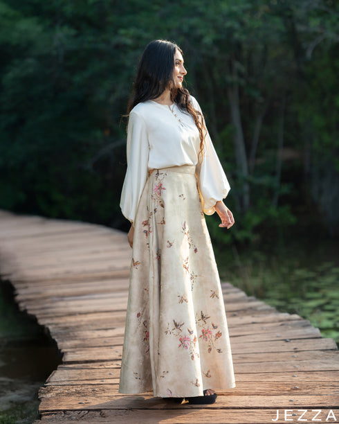 Autumn Radiance: Sequined Cotton & Satin Set 8490/83181