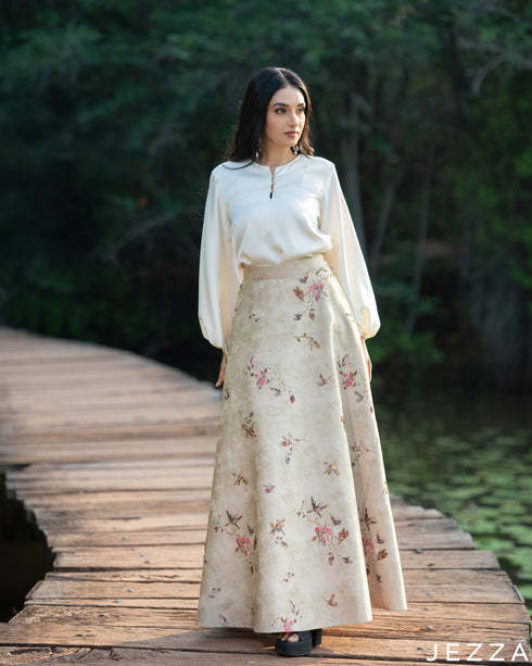 Autumn Radiance: Sequined Cotton & Satin Set 8490/83181